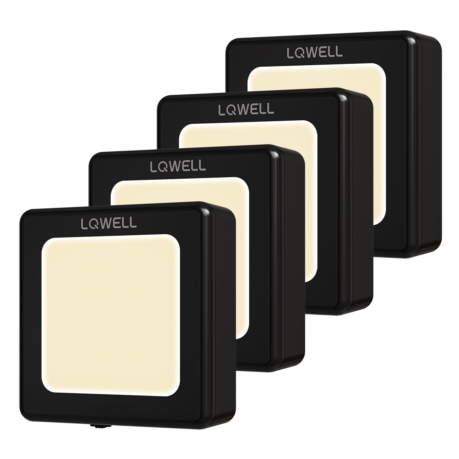 LQWELL® Luce Notturna con Presa Pieghevole con Sensore Crepuscolare, Lampada Notturna con LuminositÀ Regolabile, Luce Automatica con Presa, Luce di Orientamento (Nero, 4 Pezzi)