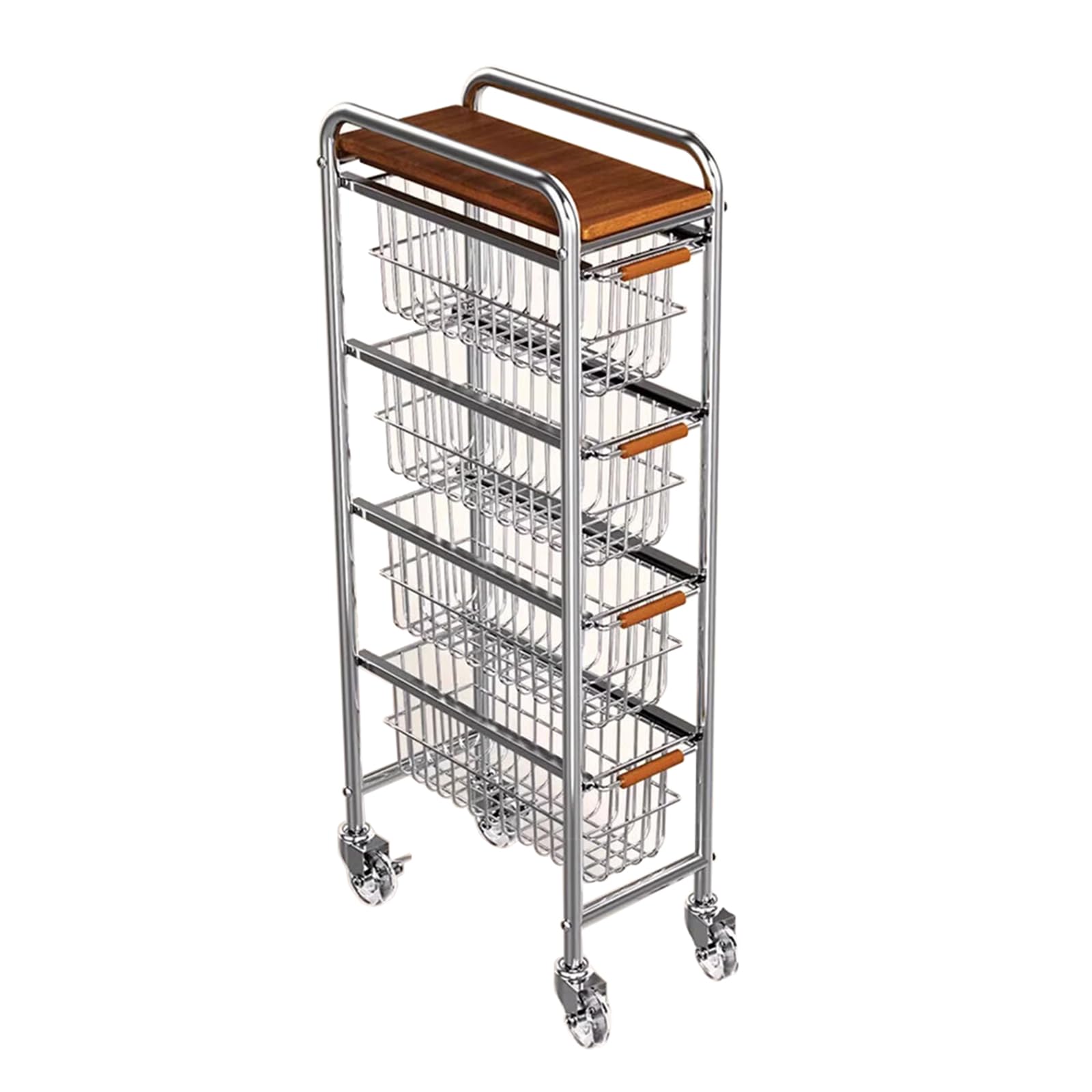 Panier à fruits coulissant 5 étages, chariot de cuisine étroit sur roulettes en métal noir 39cm
