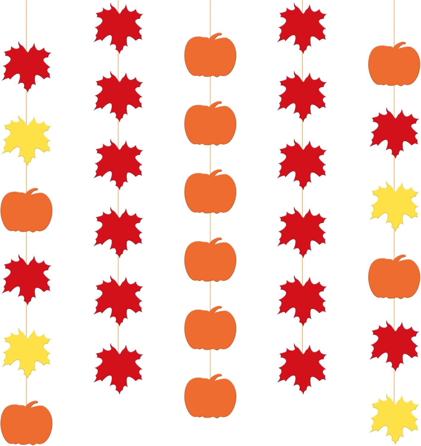 KatchOn, Thanksgiving Garland, 5 Strings - 10 Feet, Artificial Maple Leaf Garland for Fall Decor, Autumn, Hanging Decorations | Thanksgiving Decoration for Home, Harvest Party Supplies