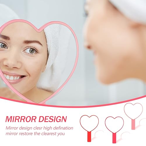 Miniatura 3 de 3 piezas de espejo de corazón de mano lindo plástico en forma de corazón espejo con asa, regalos para mujeres, su fiesta de cumpleaños, maquillaje