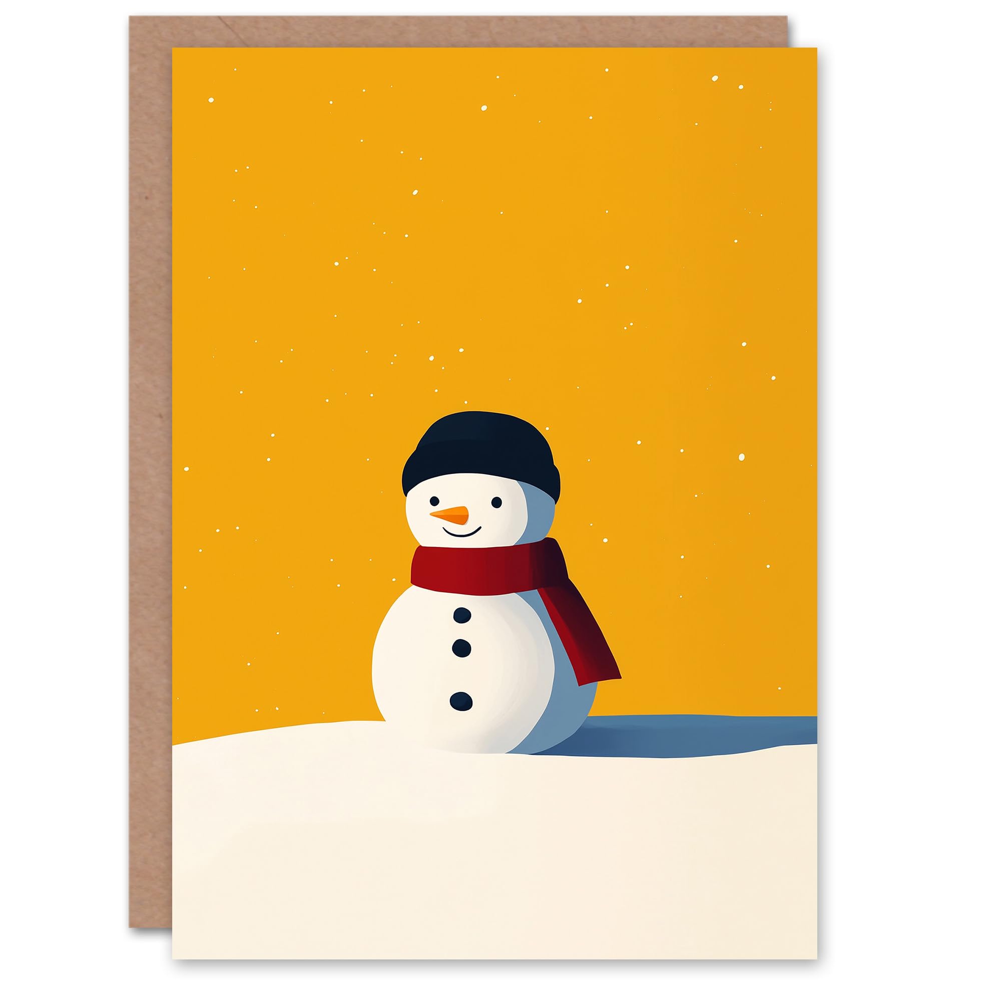 Wee Blue Coo Greeting Card Cute Snowman Winter Sunrise Snow Modern Bold Blank For Him Or Her Art Xmas Christmas Card