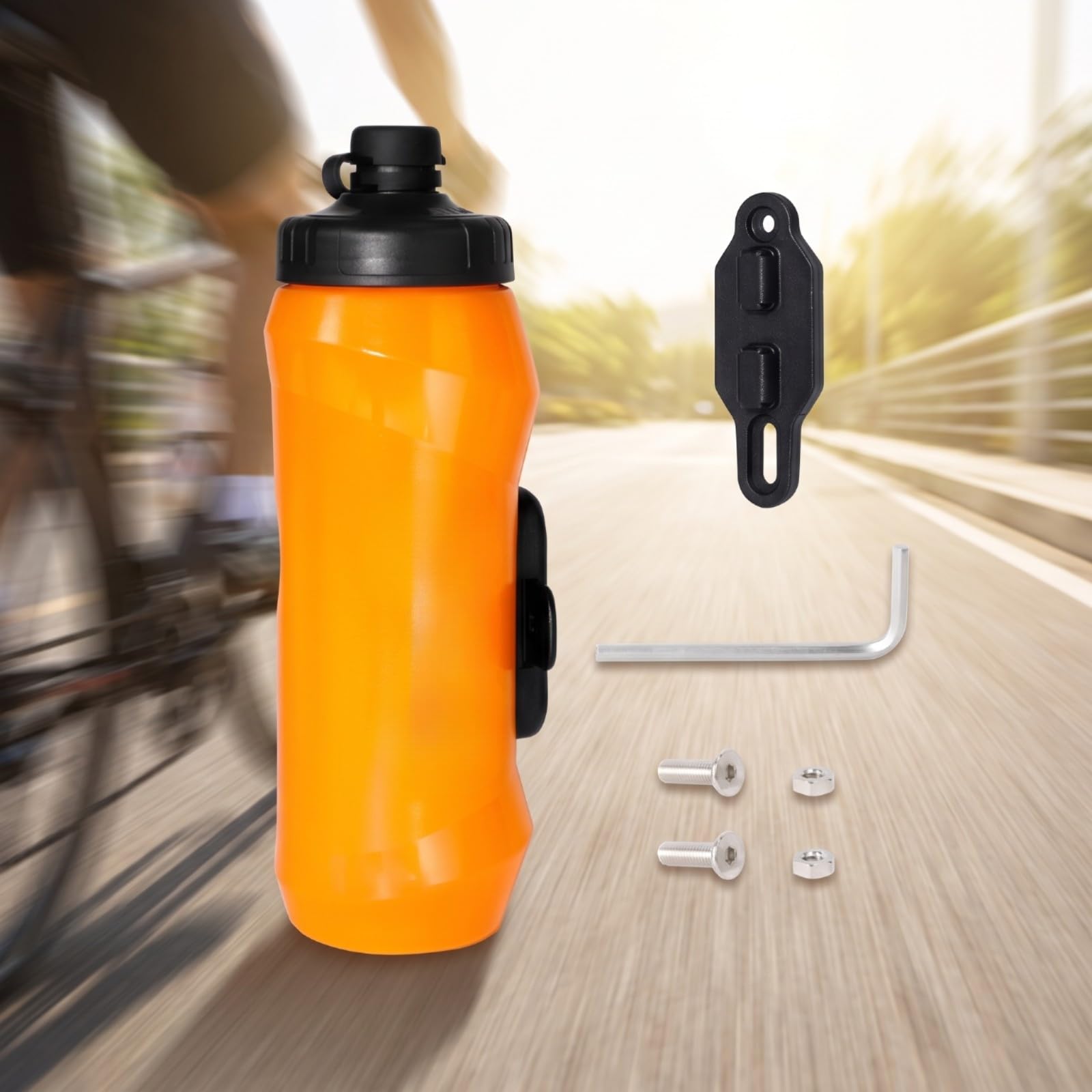Botella Agua para Bicicleta con Base | Sin, No perjudicial, Botella Agua, para Ciclismo, Negro, 600ML