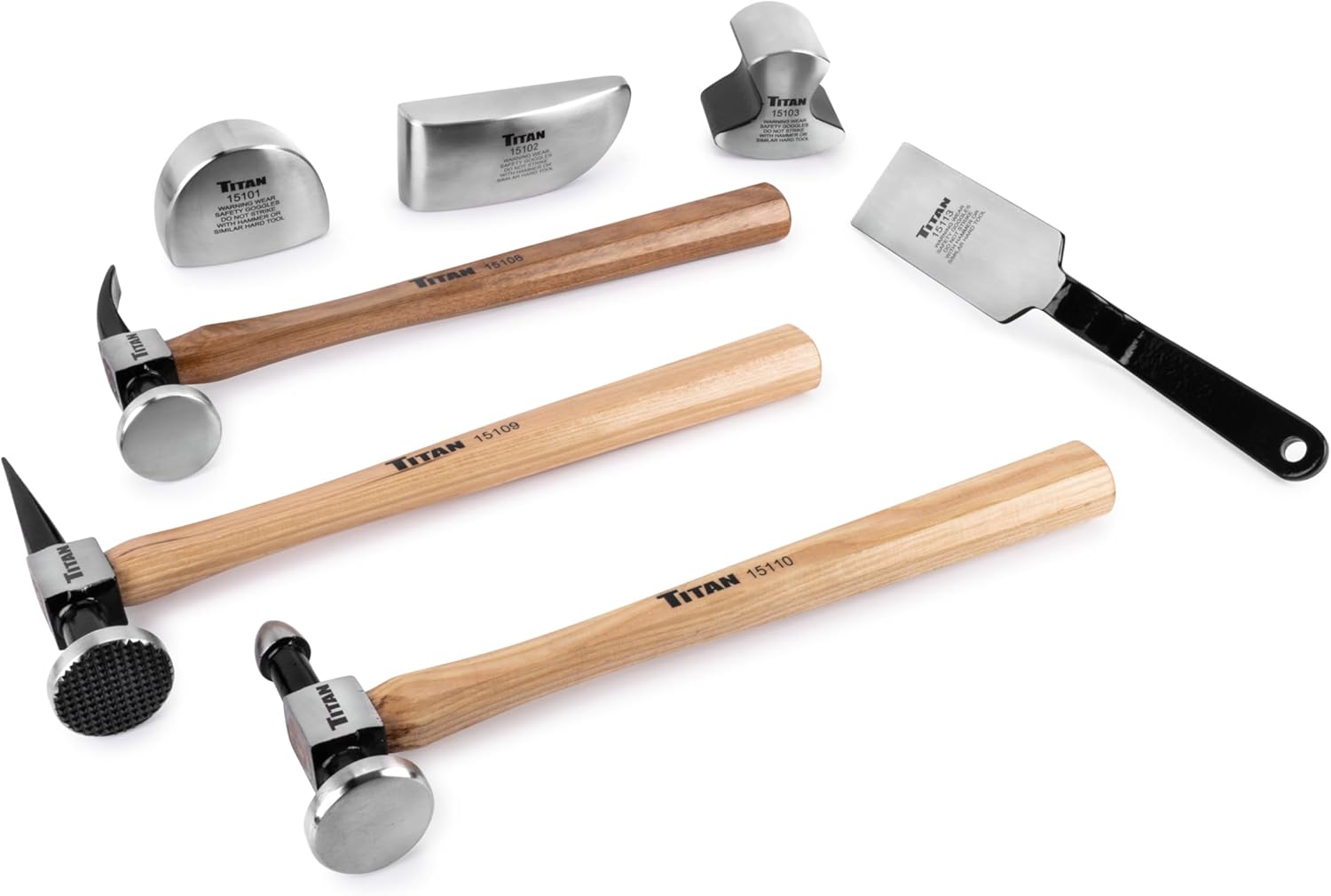 Titan 15100 7-Piece Professional Auto Body Tool Set, Auto Body Repair Hammer and Dolly Kit with Sturdy Carrying Case