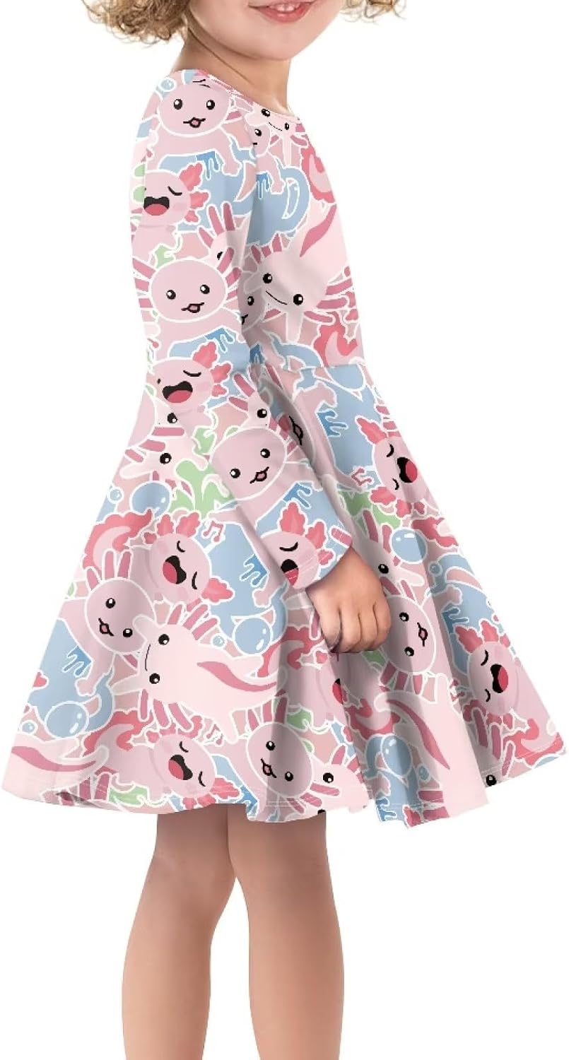 Modysero Casual Spring Fall Winter Long Sleeve Dresses Flared Dress Twirly Fit and Flare Skater Dress