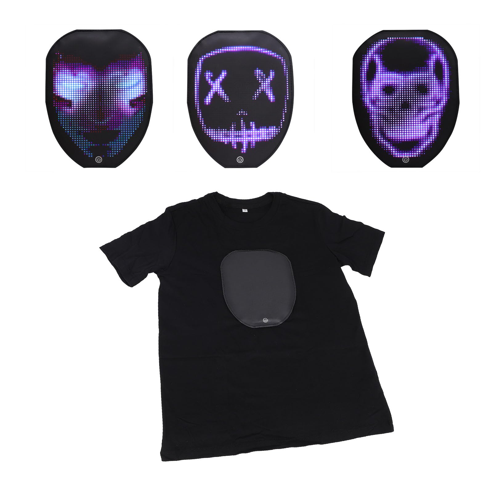 Camiseta LED con Luz, Camisetas de Banda, Patrones Personalizables Programables por Bluetooth, Camisas Luminosas para Fiestas de Cumpleaños y Festivales
