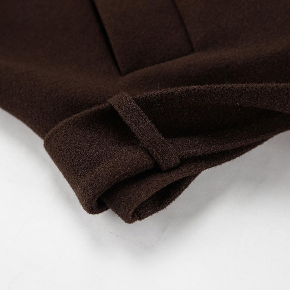 CHARTOU Women Crop Wool Pea Coat Lapel Collar Office Work Short Winter Jacket Trench Coat - Image 7