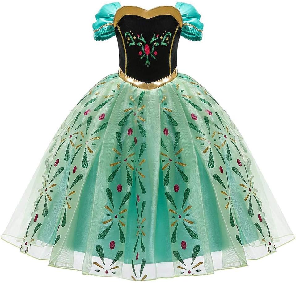 OwlFay Girls Princess Anna Costume Dress Halloween Carnival Cosplay Party Fancy Dress Up 2-10 Years
