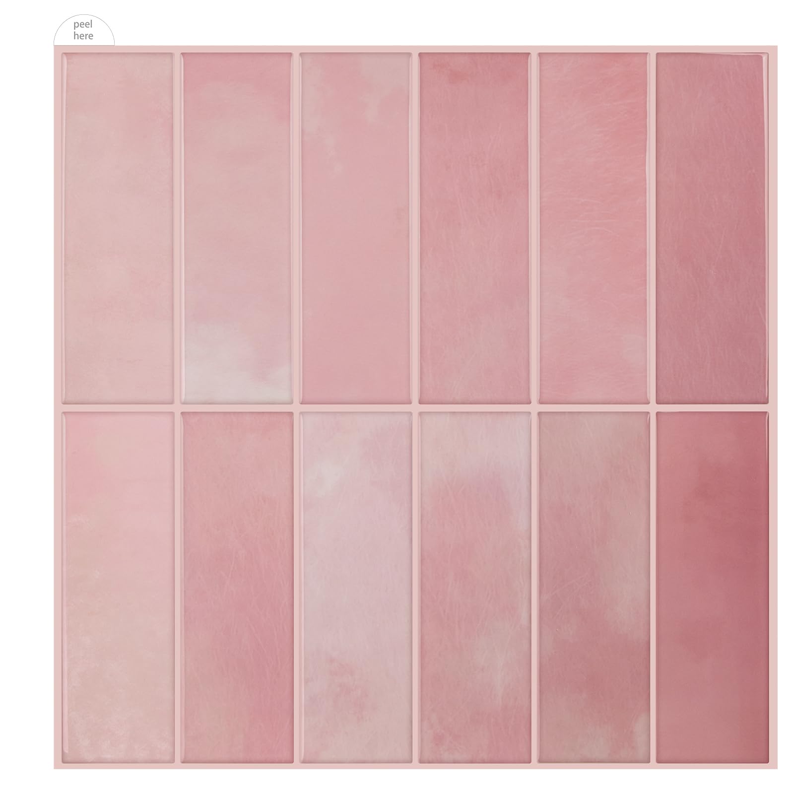 Peel and Stick Backsplash for Kitchen,New Upgrade 12" x 12" Large Premium Kitchen Backsplashs,Stick on Subway Tiles for Bathroom Pink 10-Sheet.
