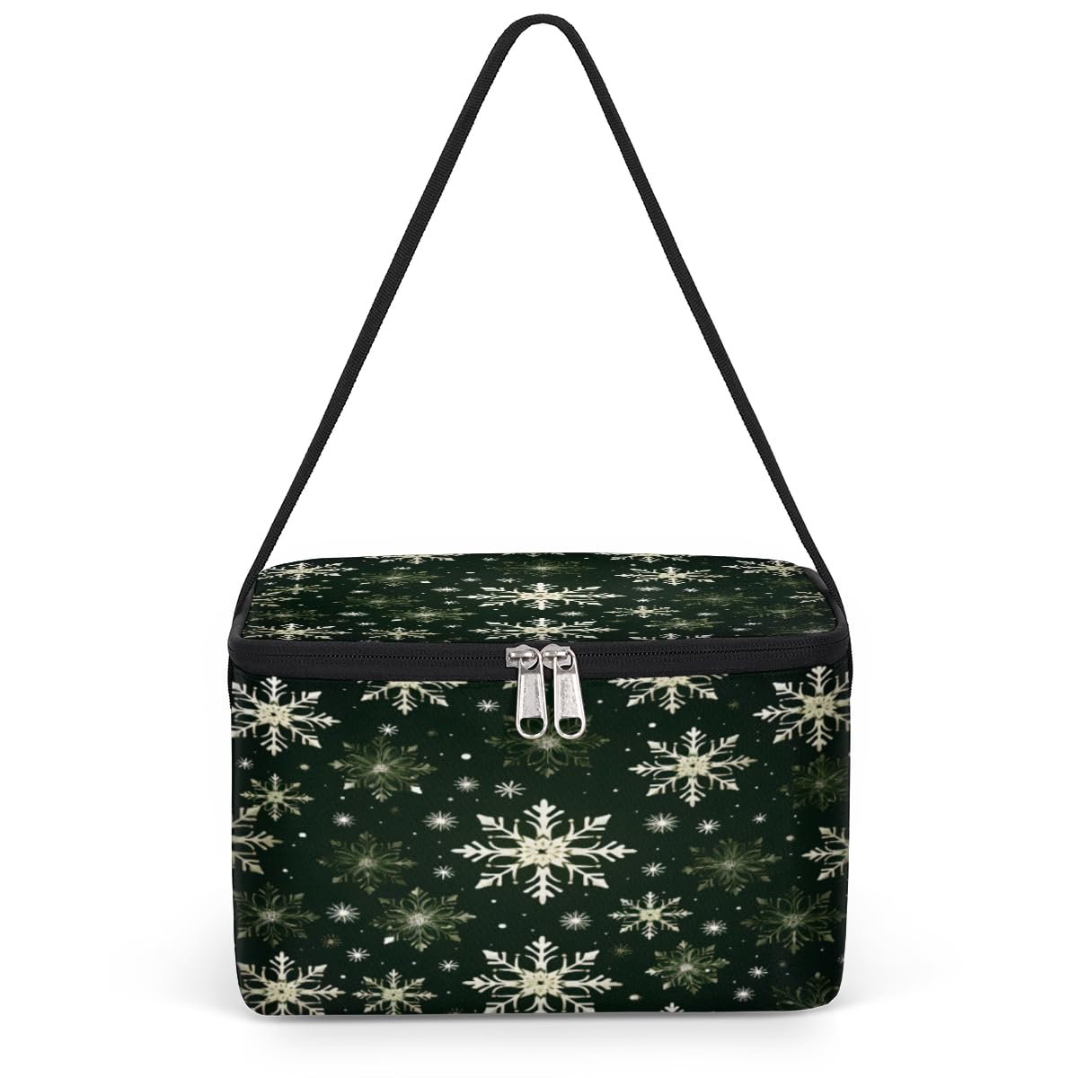 Snowflake Xmas Lunch Bags for Women Men 9 Cans, Hot & Cold Food Delivery Bag Insulated Grocery Bag Insulated Lunch Box Cooler Bag for Office Work Picnic Beach
