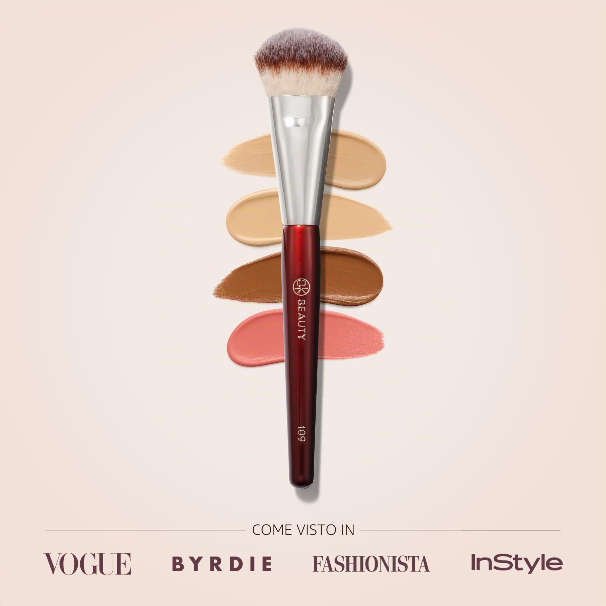 BK BEAUTY 109 mini pennelli da trucco, per fondotinta liquido o in crema, pennello per terra, cipria e illuminante