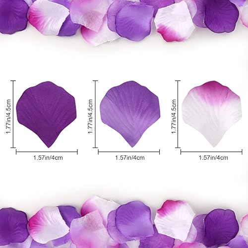 Miniatura 4 de 3000 pétalos de rosa, pétalos de rosa para bodas, pétalos de flores artificiales (morado)