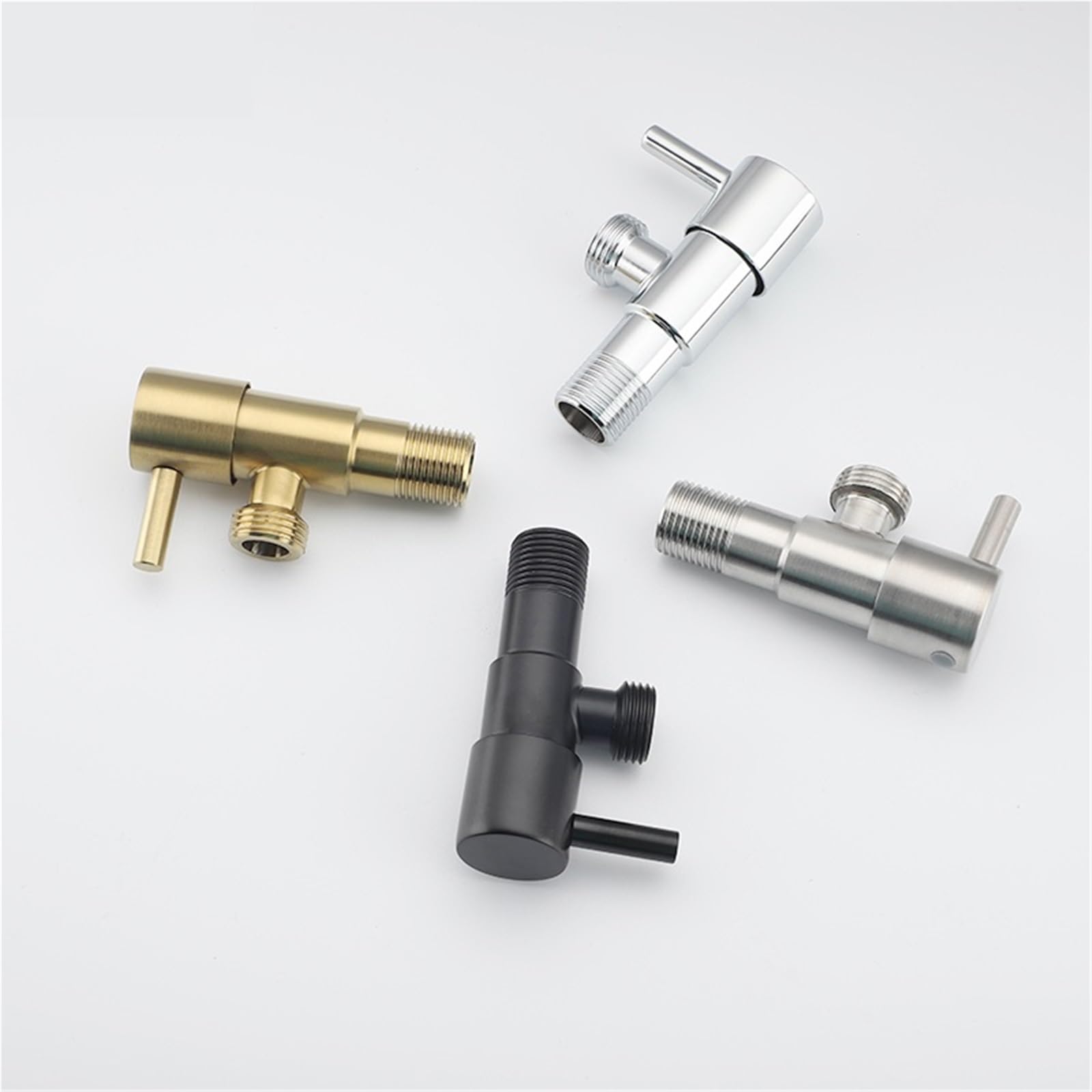 Grifo de válvula de agua fría individual, válvula de ángulo de acero inoxidable anticorrosión, flujo fácil de agua, 2 uds. Para Cocina, BañO(Black)