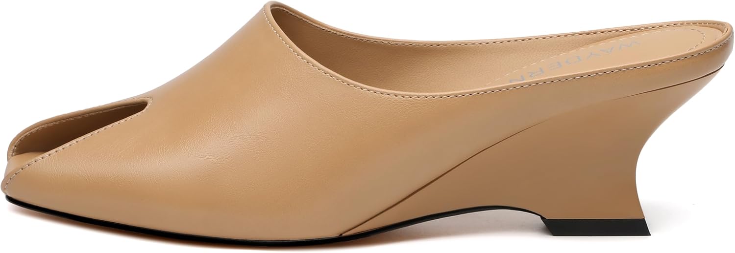 WAYDERNS Wedges Sandals for Women Peep Toe Wedge Heels Womens High Heel Sandals Square Toe Heeled Wedges Sandals Slip on Wedge Mules Open Toe Dress Heels - Image 6