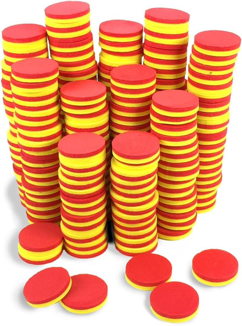 EAI Education QuietShape® Foam Double-Sided Magnetic Two-Color Counters - Set of 200