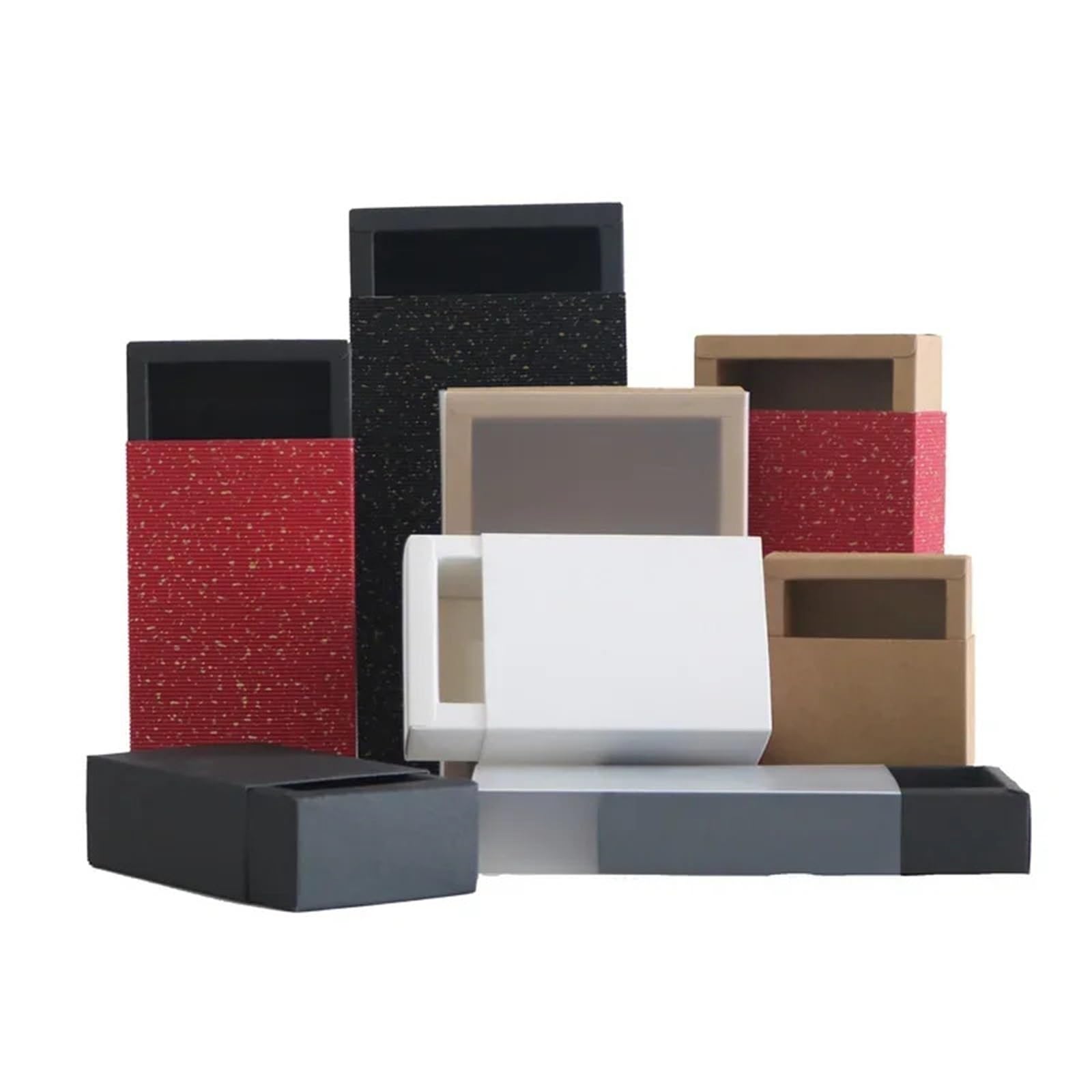 Packung Kraftpapier-Lippenstiftetuis 10 Stück braune/schwarze/weiße ausziehbare Geschenkbox | For Süßigkeiten(Red,24.5x14x8.5cm)