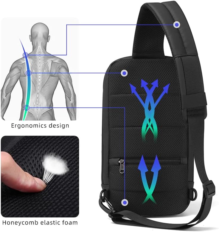 Miniatura 5 de Mochila antirrobo, mochila pequeña con bloqueo RFID, resistente al agua, con puerto USB