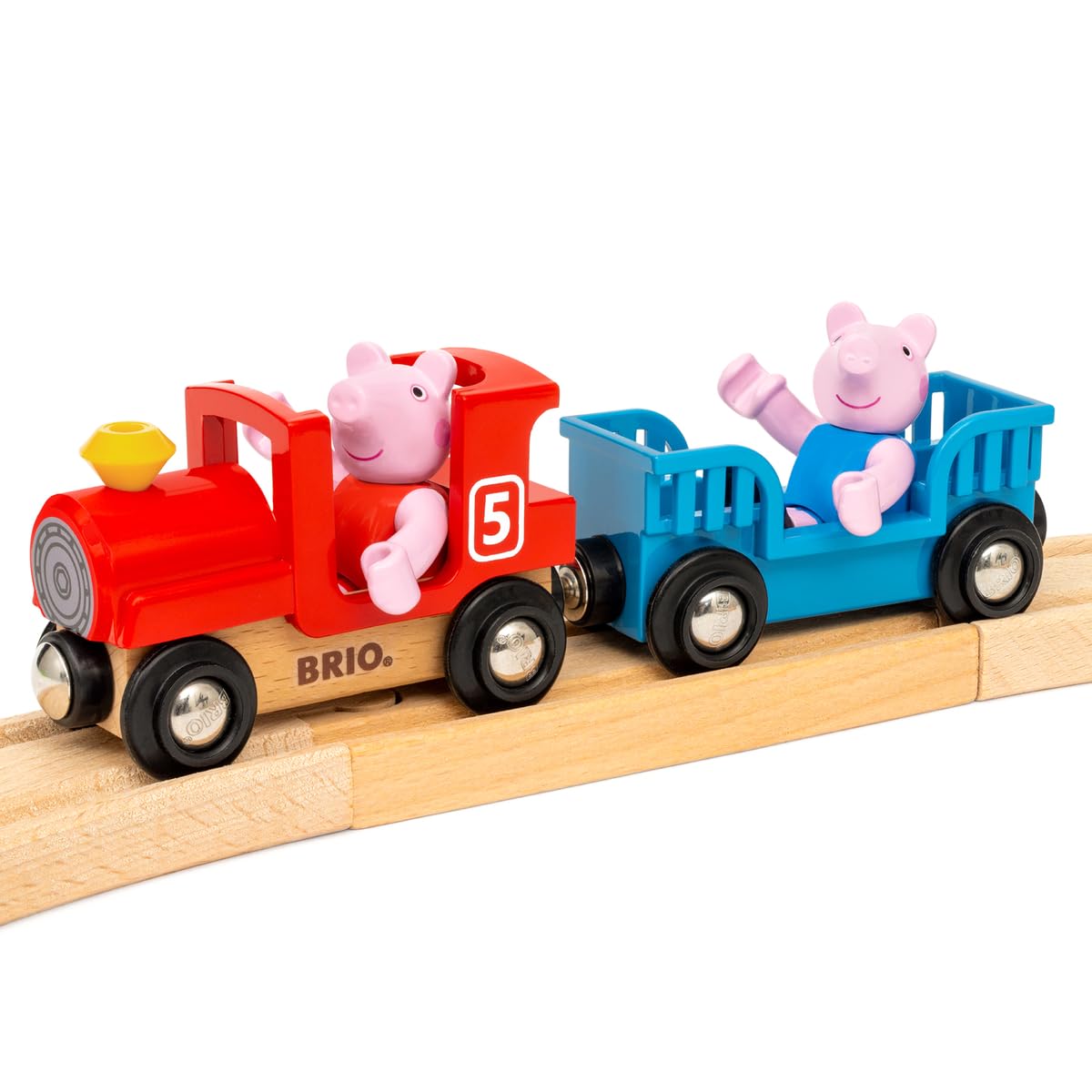 BRIO World - 36123 - Circuit Peppa Pig - Coffret Complet de 18 pièces avec Figurines Peppa Pig et George - Circuit de Train en Bois - Jouet Mixte à partir de 3 Ans