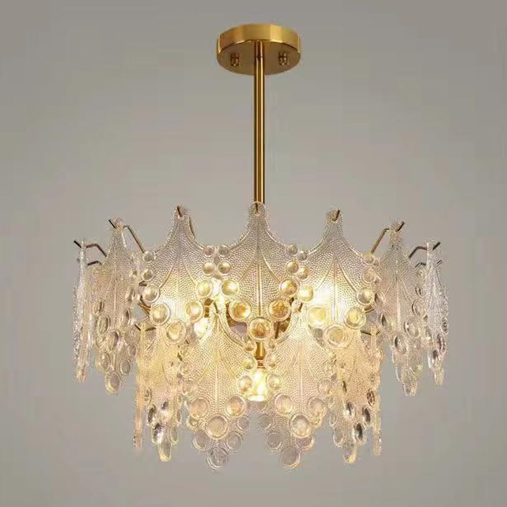 KXEcoLife Modern retro glass chandelier, creative light luxury for living room hotel sample dining lamps and lanterns,Boom,50cm