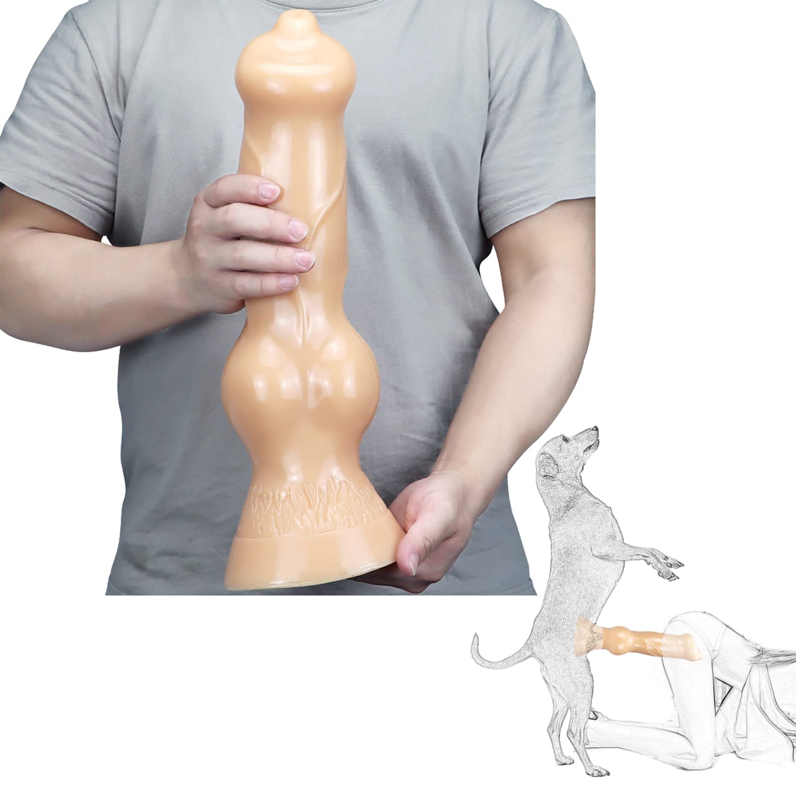 Super Grande Dildo Realistico Cane Pene Sano Plug Anale in PVC con Forte Ventosa Prostata Vagina Massaggiatore Masturbazione Giocattolo Sessuale per Uomini Donne Principianti (37,5 cm di lunghezza)