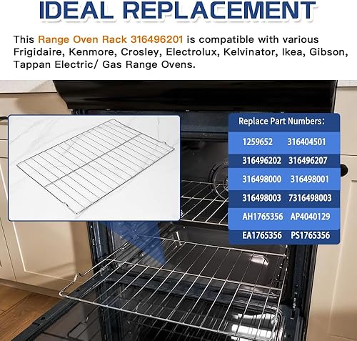 Miniatura 2 de Estante para horno 316496201 para cocina Frigidaire, 24-316 x 16 pulgadas, reemplaza 316496202, 316496207, AP4040129, PS1765356 (paquete de 2)