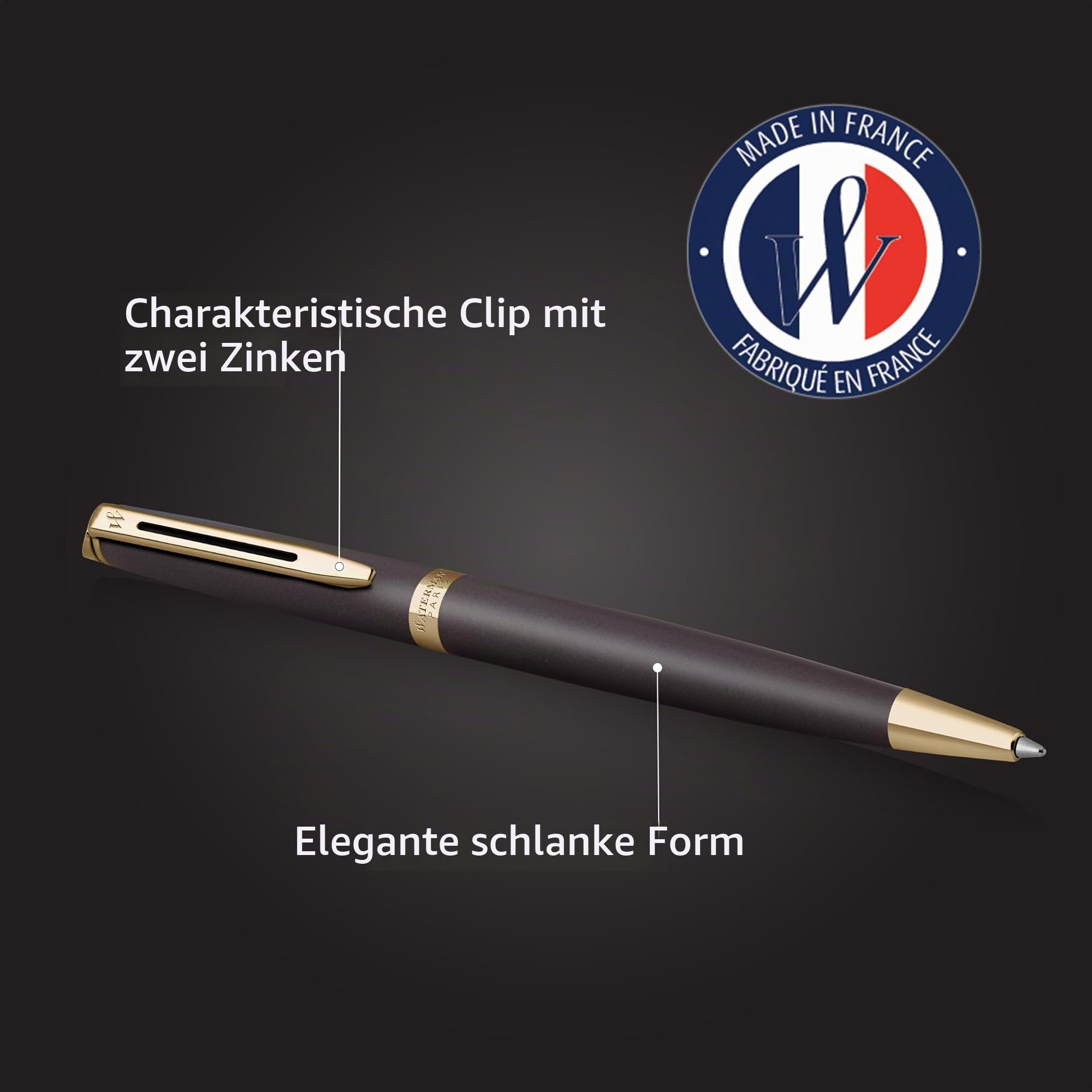 Waterman Hémisphère Kugelschreiber | The Understated Edit | Lavaschwarz | Mittlere Spitze und blaue Tinte | Geschenkbox