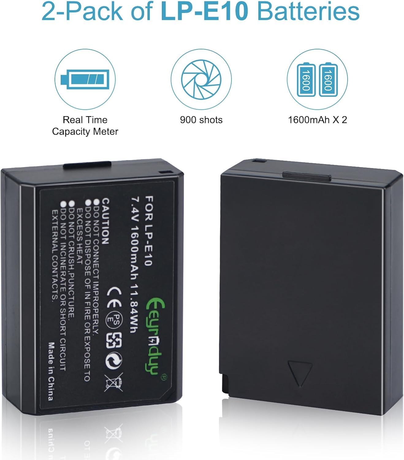 Baterías Lp De 1600mah Para Canon Eos Rebel T3, T5, T6, 1100 Baterías Lp De 1600mah Para Canon Eos Rebel T3, T5, T6, 1100