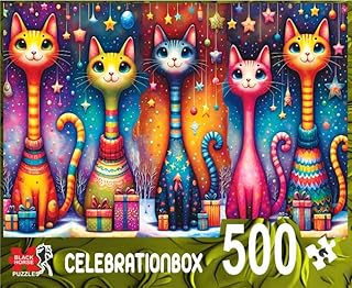 بازل 500 قطعة القطط وصندوق الهدايا من بلاك هورس بازل موديل Dz208