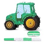 Birchio Tractor Pinata Bundle with a Blindfold and Bat(15.8 x 6.7 x 12 Inches), Kids Excavator Pinata for Construction Birthday Parties, Boys Birthday Party Supplies