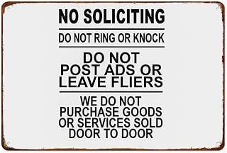 No Soliciting Do Not Knock Do Not Post Ads Or Fliers Vintage Metal Aluminum Signs Posters Wall Decor for Bedroom Bathroom Kitchen Bar Room Decoration 8x12 Inches