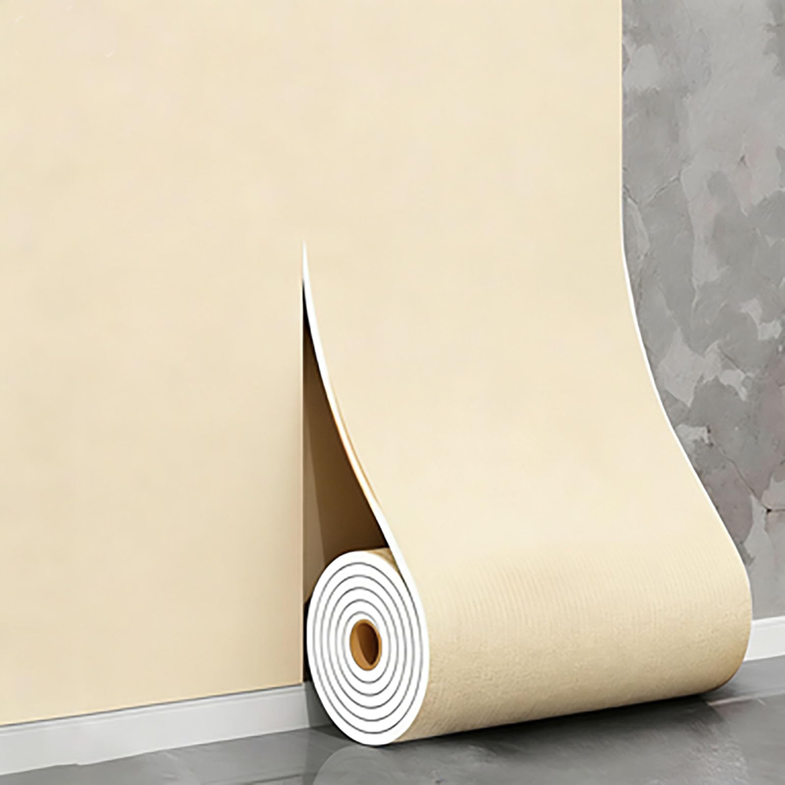 Self-Adhesive Insulating Wallpaper Roll - 5mm Foam Wall Panels Waterproof/Moisture-Resistant/Sound Insulation for Kitchen, Bathroom, Countertops, Interior Wall Cladding,beige,50cmx15m