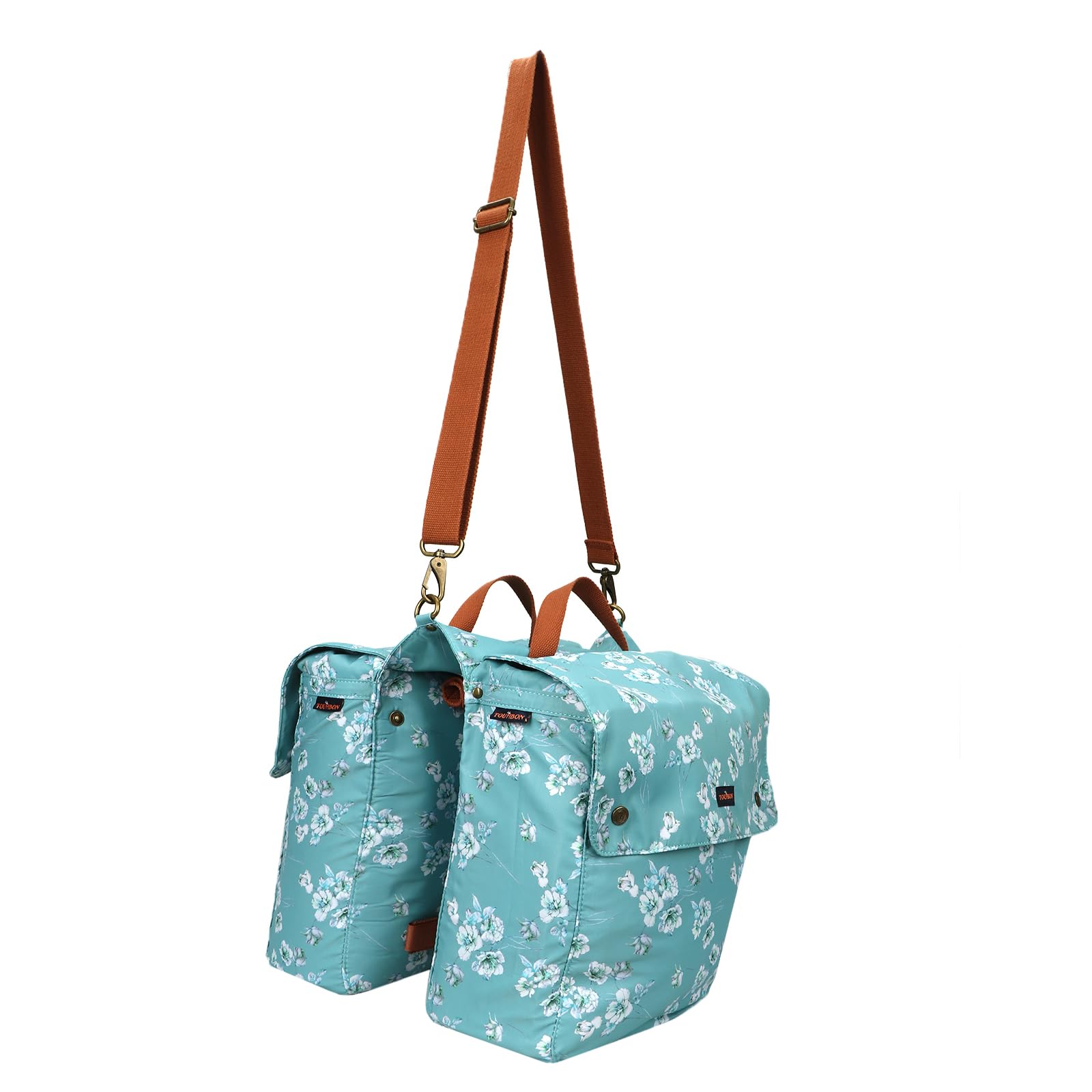 TOURBON - Borsa impermeabile in tela per bicicletta, con doppio avvolgimento, per sedile posteriore (motivo floreale)