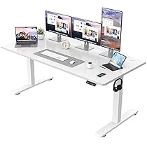 JUMMICO Scrivania regolabile in altezza, piano da tavolo completo, scrivania elettrica regolabile in altezza con funzione memoria, seduta in piedi, tavolo per computer, 160 x 60 cm, bianco