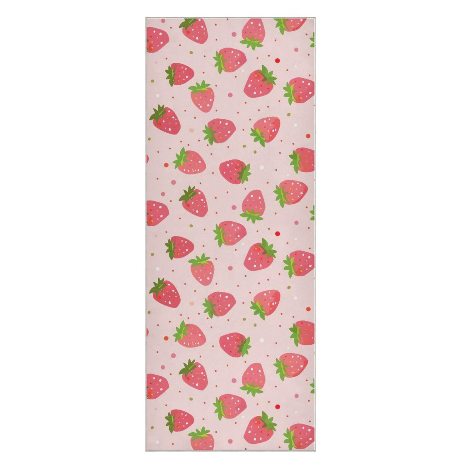 Wassud Strawberry Pattern Yoga Towel Mat with Organizer Bag Sweat Absorbent Yoga Mat Towel Non Slip for Hot Yoga Pilate Fitness 27