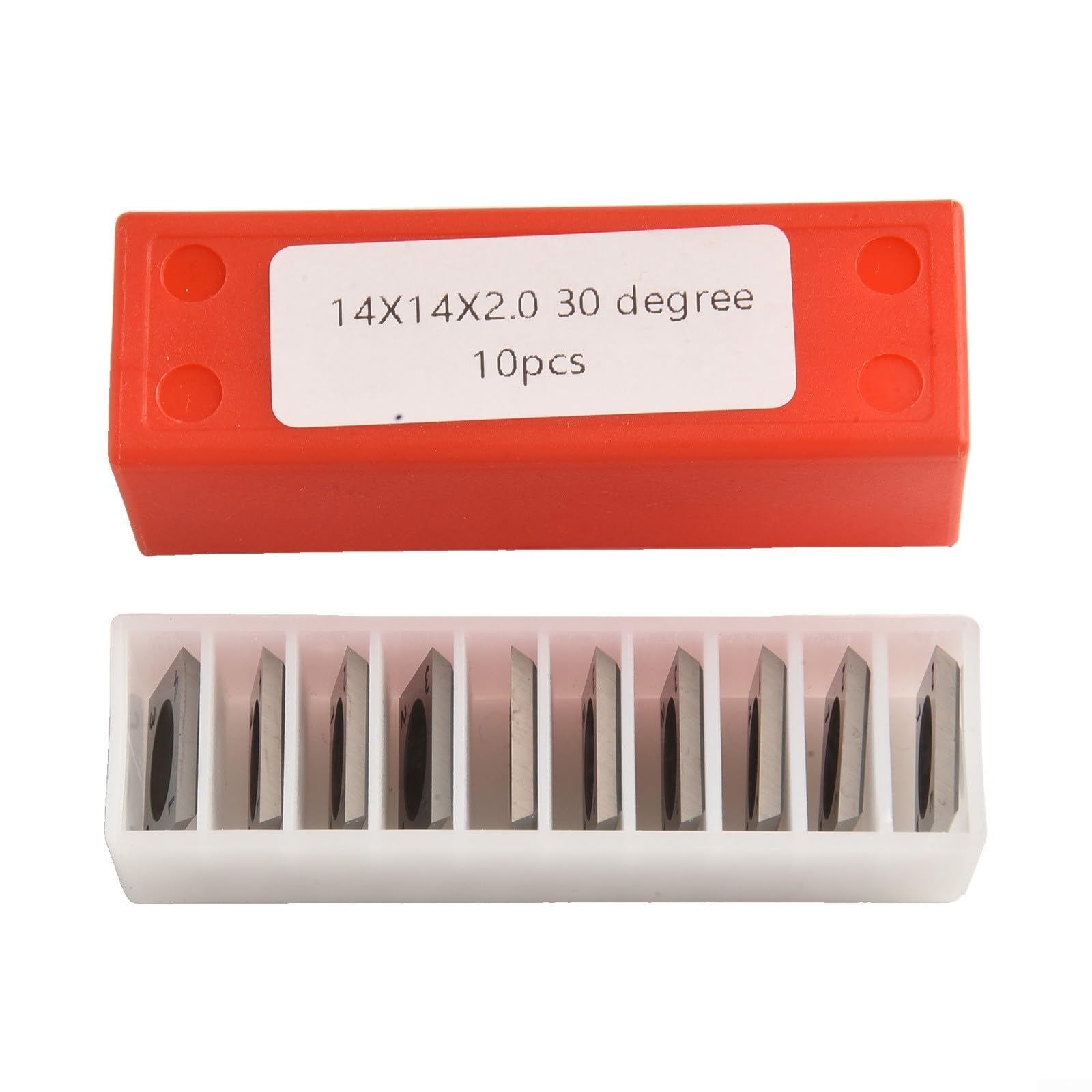 Lot de 10 inserts carrés en carbure pour outil de tournage 14 x 14 x 2 mm 30 degrés avec 10 vis M6 pour clé T20 pour tour à bois