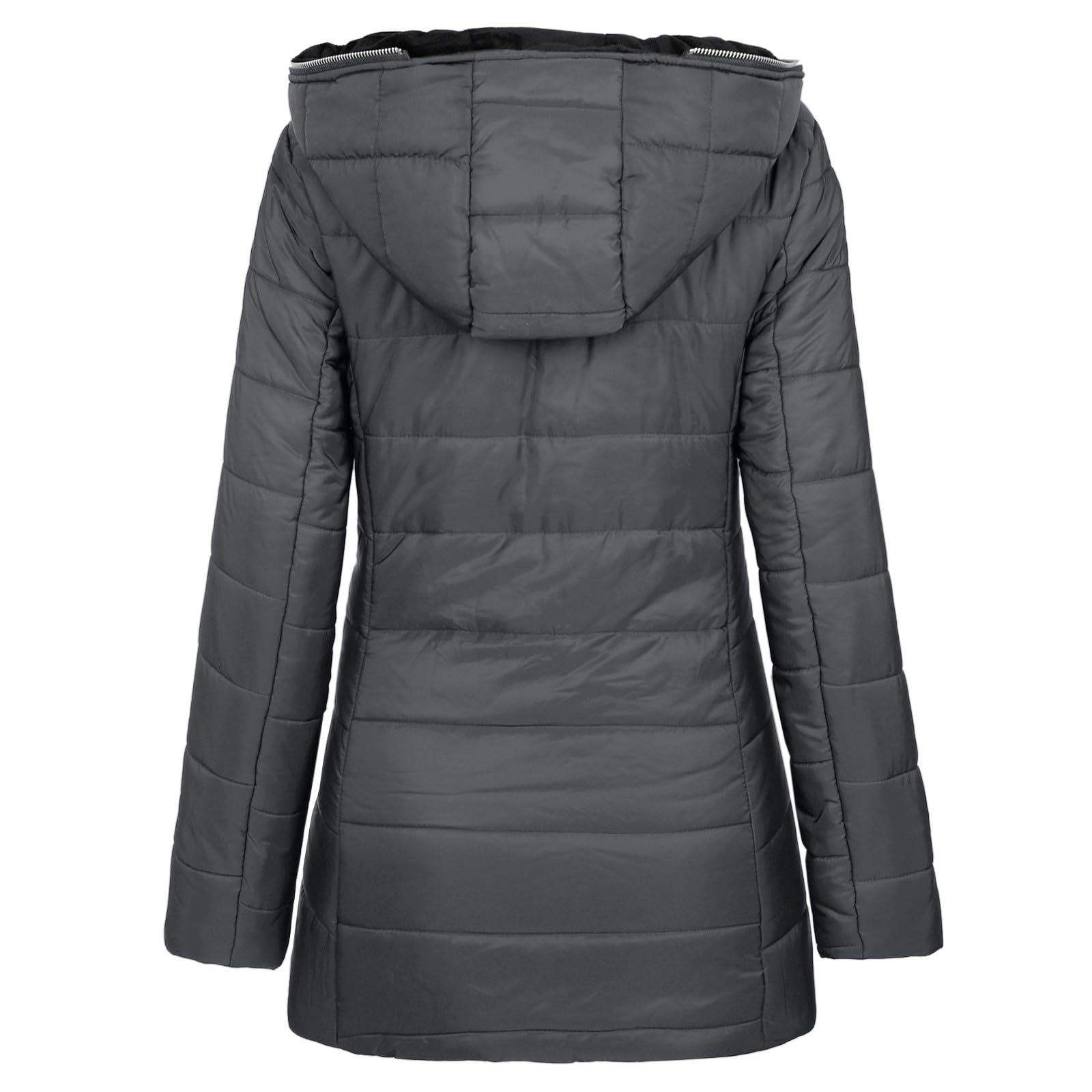 Genérico Chaqueta para Mujer Invierno,Ropa Invierno Cremallera con Bolsillo abrigo acolchado plegable ligera de color sólido bolsillos Entretiempo casual cálido Cazadora Manga Larga