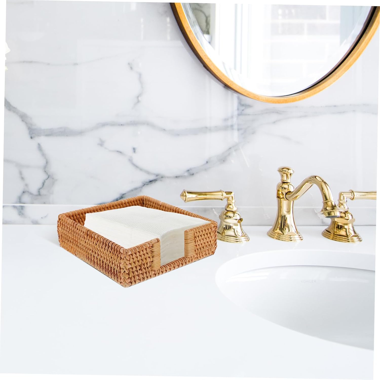 Rattan Napkin Storage Box Rustic Decorative Organizer Napkin Holder for Table