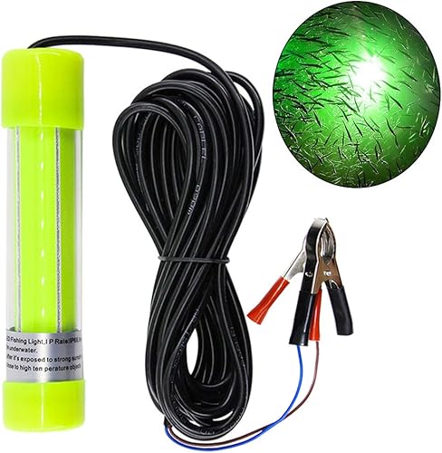 AGOOL Luz de pesca subacuática súper brillante de 16000 lúmenes, 20 W, 12 V, LED, sumergible, buscador de cebo de pesca nocturna, luz de caída