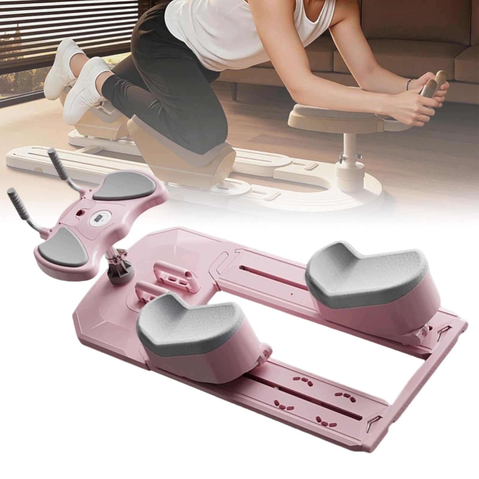 Xjymposium Twist And Stretch Trainer, Spinal Support Belt With Digital Timer, Up To 100 Kg Load Capacity, For Abdominal Muscle Training, Waist Toning And Leg Stretching pink