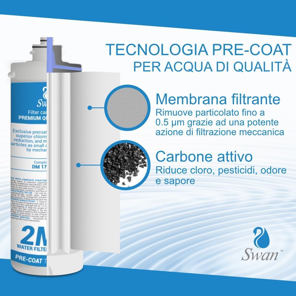 Filtro a Baionetta 2MF | Compatibile con Everpure AC | Per Acqua Potabile | Rimuove Cloro, Torbidità | 1 Unità, Plastica (2MF)