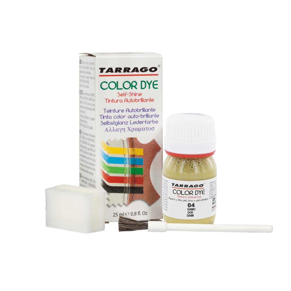 Tinte para Zapatos y Bolsos de Cuero y Textil con Esponja y Brocha | Cubre Rozaduras y Desgastes del Calzado | Gama de 90 colores — view 59