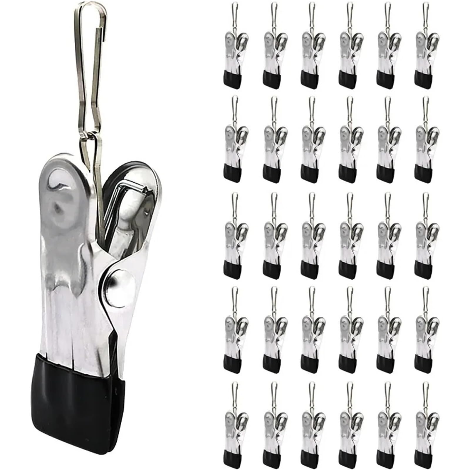 Pinzas de Ropa pequeñas con Gancho for Colgar fácilmente, Pinzas Acero Inoxidable, Clips Agarre lavandería Metal, Multiusos, 40 Uds para Ropa