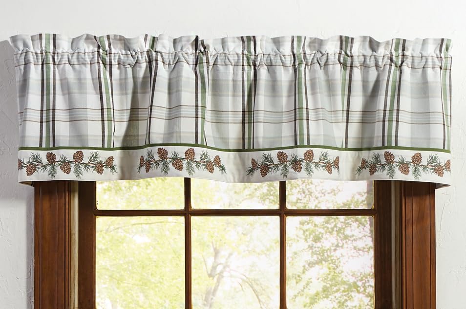 BLACK FOREST DECOR Pinecone Meadow Valance, 100% Cotton, 60" W x 14" H