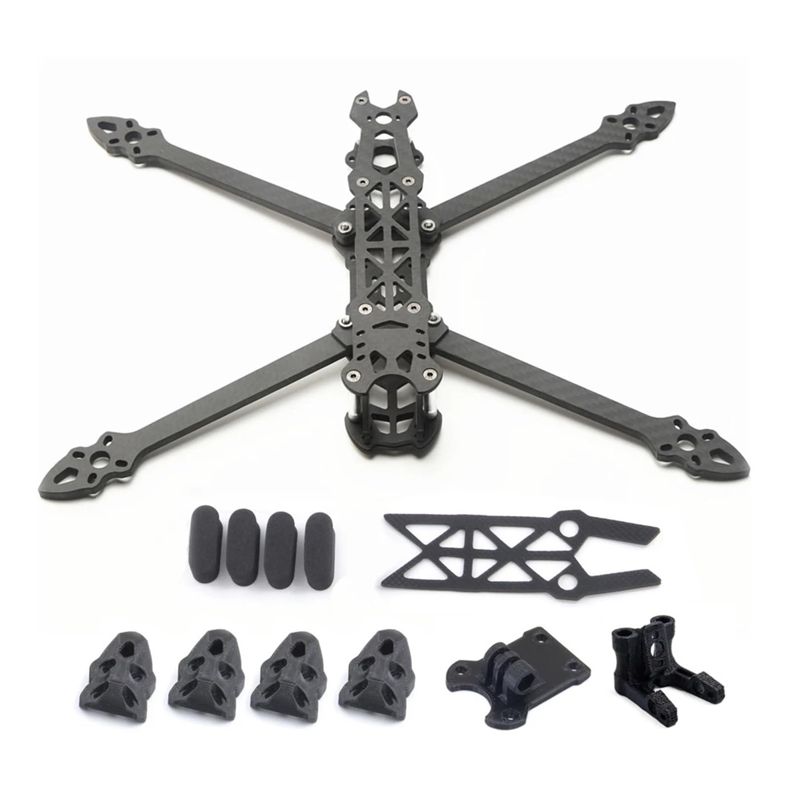Kit de marco de cuadricóptero Mark4 7inch 295mm brazo 5MM fibra de carbono | Fibra de carbono 3K, 193*223MM, 121g, placa sup./inf./lateral 2.5MM, soporte cámara 19*19mm(With TPU 1set)