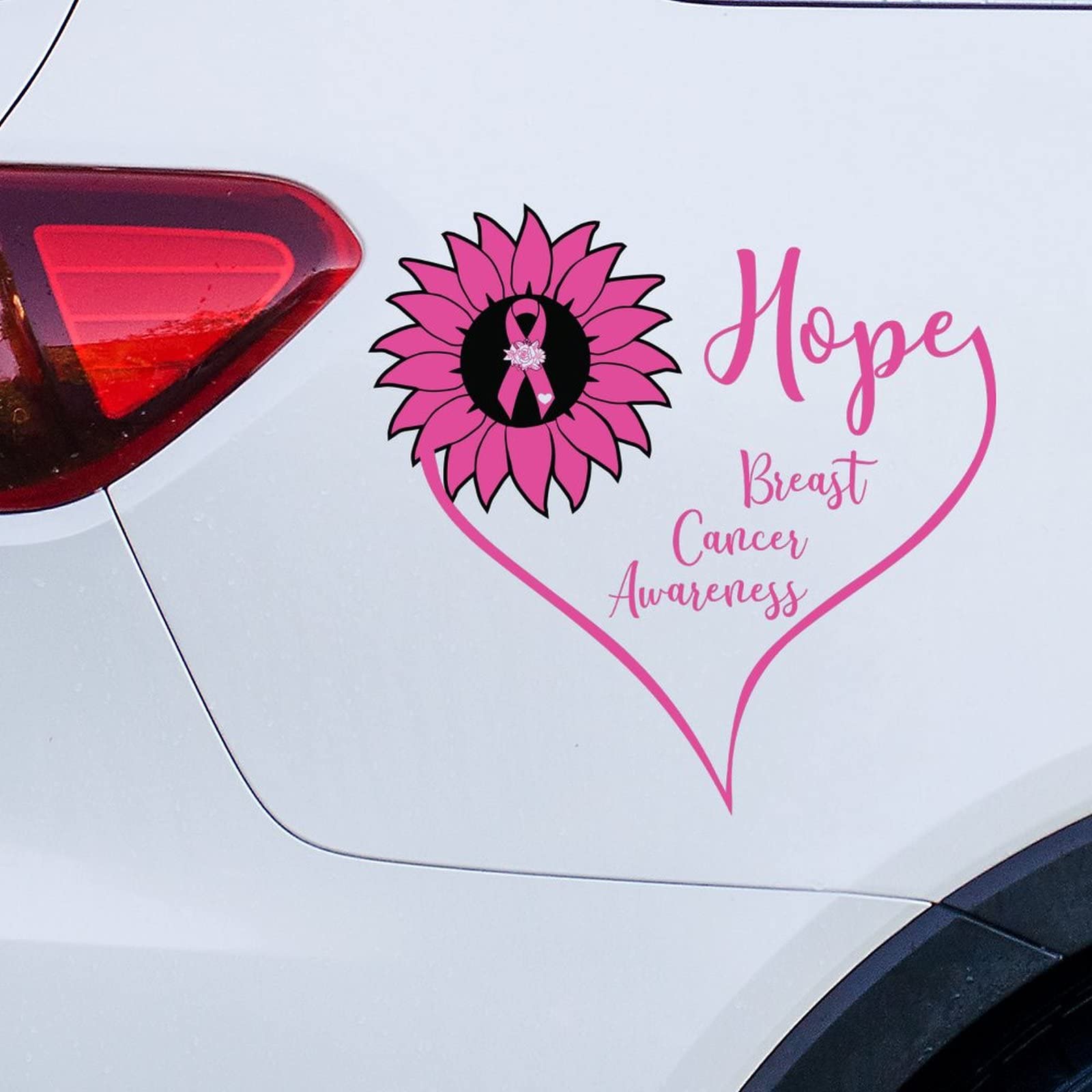 Hope Breast Cancer Awareness Car Window Stickers Breast Cancer Ribbon Heal Car Decal Window Decal Fighte Cancer Awareness Warrior Window Bumper Decals Decor for Car Truck Window Wall Gift to Women