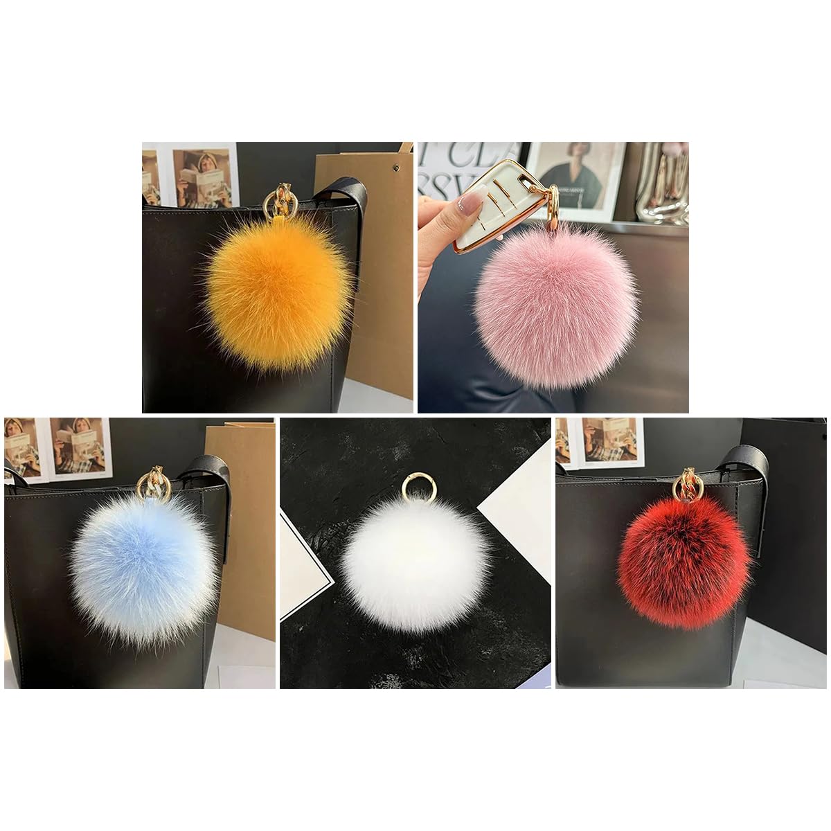 Llaveros Con Pompones Esponjosos, Llavero De Bolas Peludas De Peluche Suave Con Colgante De Pompón Para Llave, Bolso, Mochila, Regalo De Fiesta