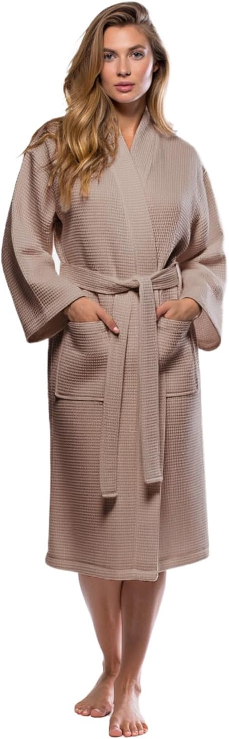 Lightweight Full-Length Robes For Women Waffle Kimono Bathrobe - Soft, Fast-Drying, Long-Lasting Cotton Blend Unisex