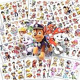 AOMIG Tattoo Kinder, 12 Blätter Paw Dog Patrol Tattoo Set Mädchen Jungen, Kinder Tattoos zum Aufkleben, Temporäre Kindertattoos für Geburtstagsgeschenke Kindergeburtstag Mitgebse(Set T)
