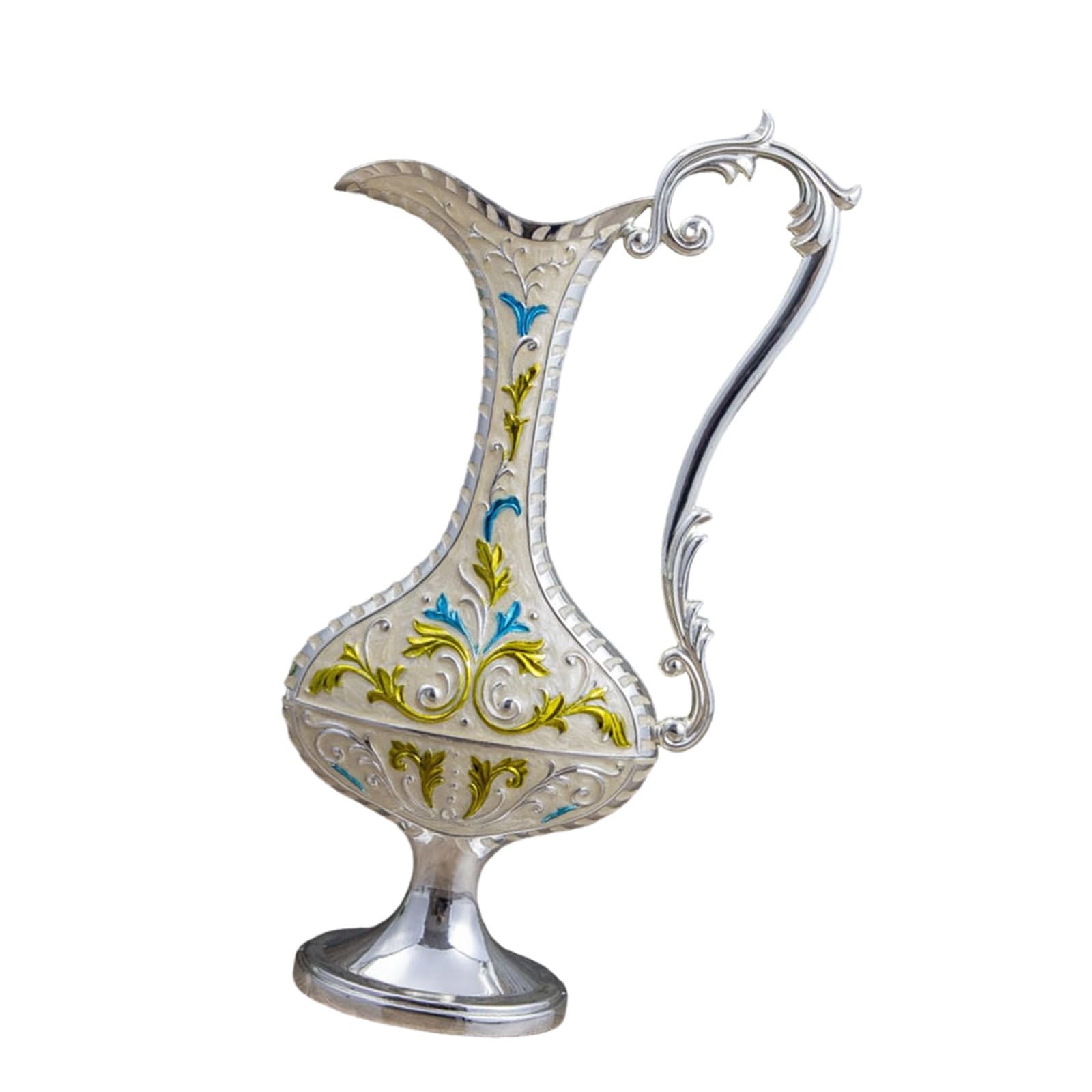 Antique Engraved Metal Vase with Handle European for Floral Arrangements and Table Centerpieces Decorative Vase