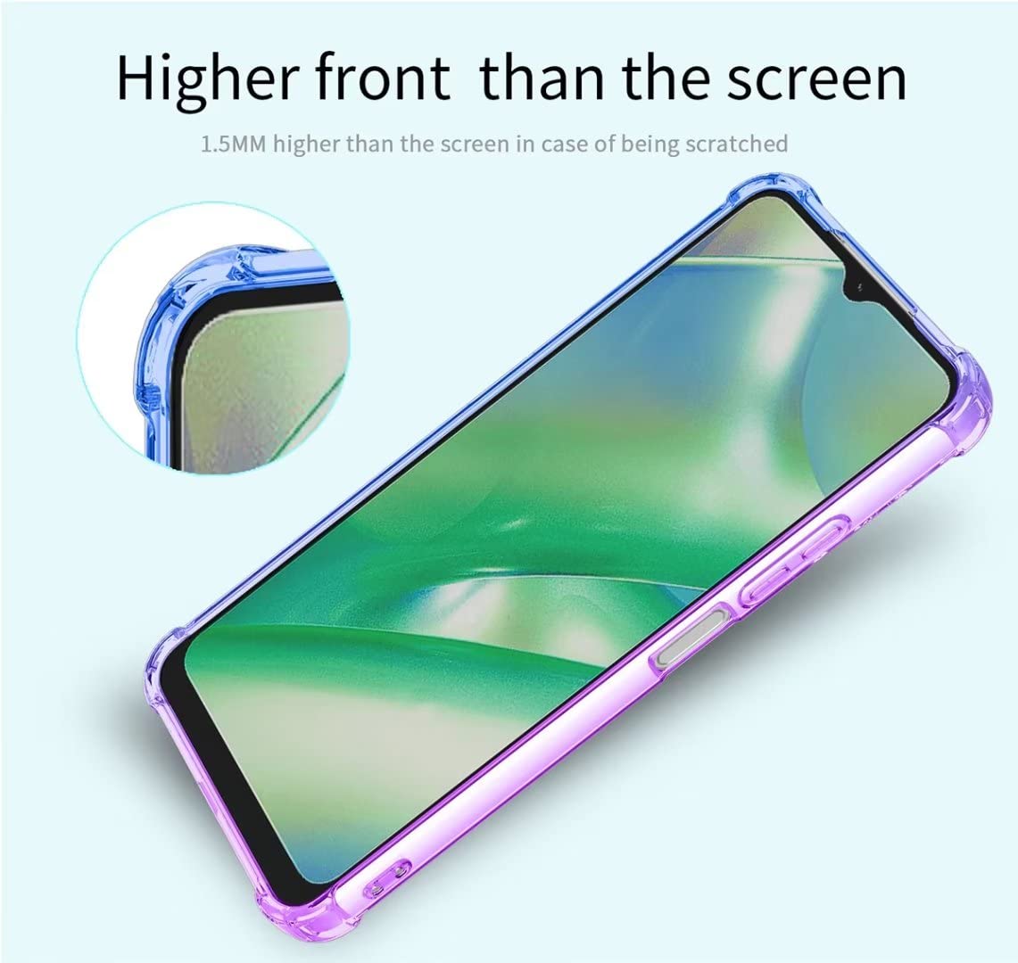 JIAFEI Cover Per Realme C33 - Custodia Protettiva In TPU Morbida, Ultrasottile (1,5mm), Gradiente Trasparente Viola/Blu - Antiurto Con Cuscinetti Ad Angolo, Foro Per Cordino - 4