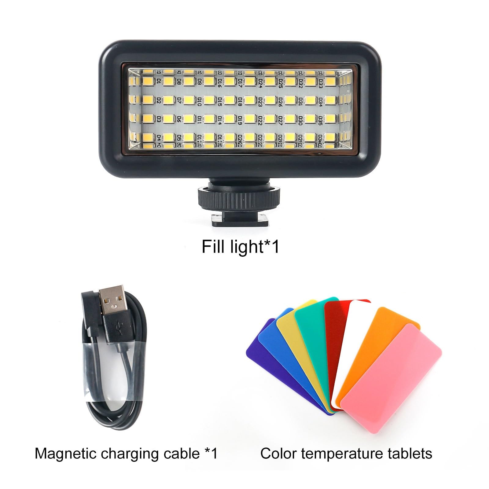 Luz de cámara deportiva sin problemas para montajes, recargable, 40 m de profundidad, equipo de iluminación de vlogging